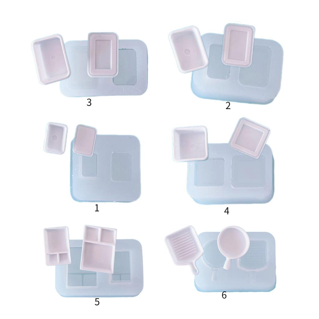 Miniature Food Silicone Mold Dessert Tray Plate UV Resin Molds Dollhouse Accessories Kitchen Baking Tool Craft