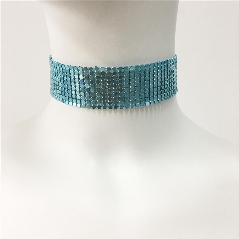 Модный орнамент чокер преувеличенное ожерелье хип-хоп пайетки панк-метал