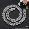 Hip Hop Jewelry 10/12/15/20mm Diamond Cuban Link Necklace for Men Silver Plated Miami Cuban Iced Out Cz Prong Cuban Link Chain