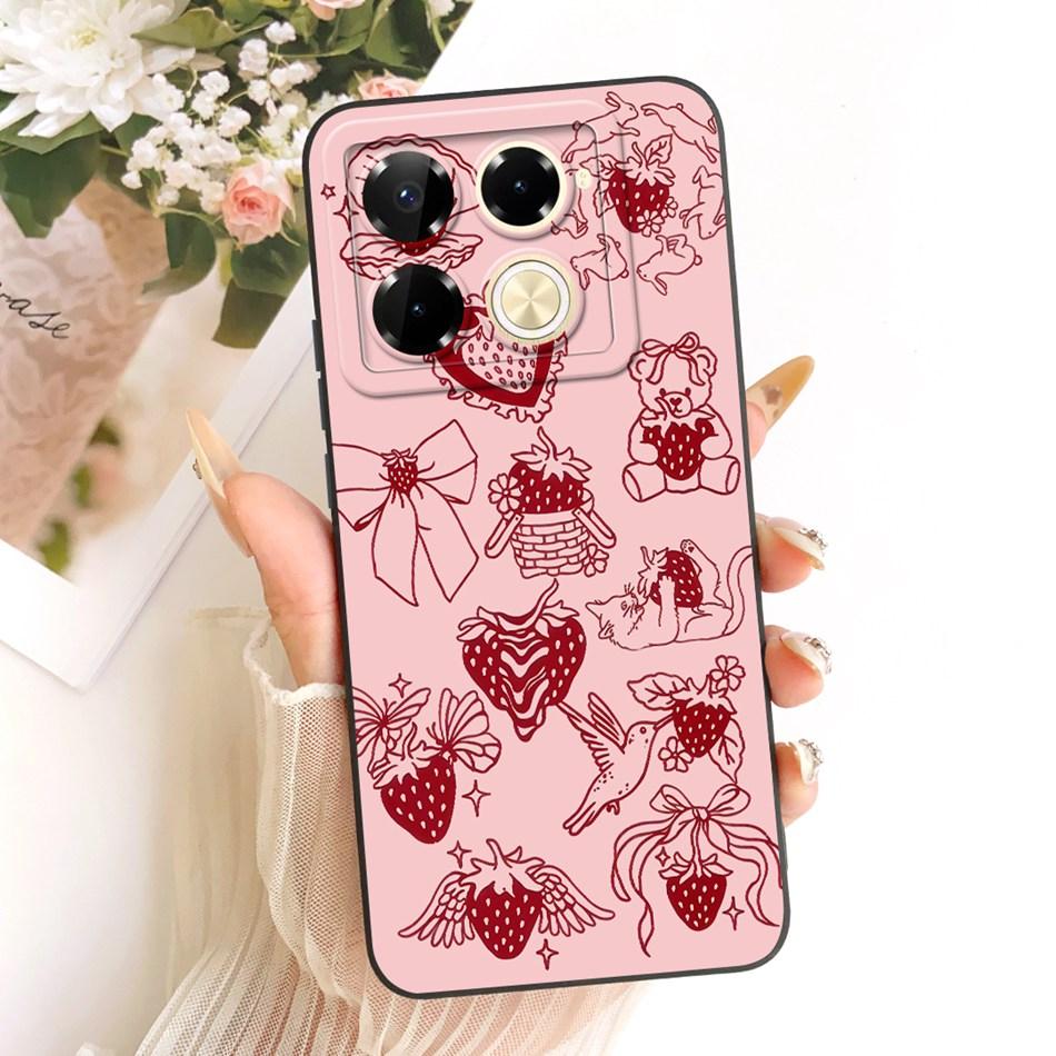 For Infinix Note 40 Pro 4G 5G / Note 40 Pro+ / Note40 X6853 Cute Cat Flower Cartoon Phone Case Soft Silicone Cover Bumpers