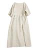 Minesam Summer Long Short Sleeve Cute and Dress for and Fall Women's Cotton-Linen Dress, Dress, Dress, Figure-Flattering Spring, Summer, (01 Beige,