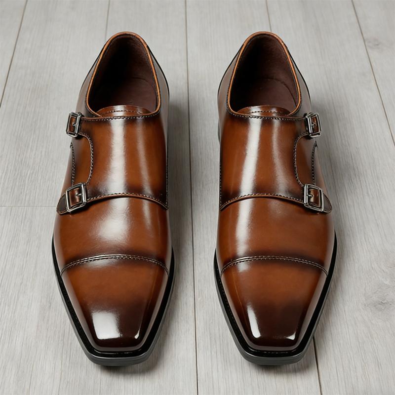 Gentleman Luxury New Genuine Leather Business Formal Shoes for Men Designer Monk Strap Loafer Wdding Prom Homecoming Footwear