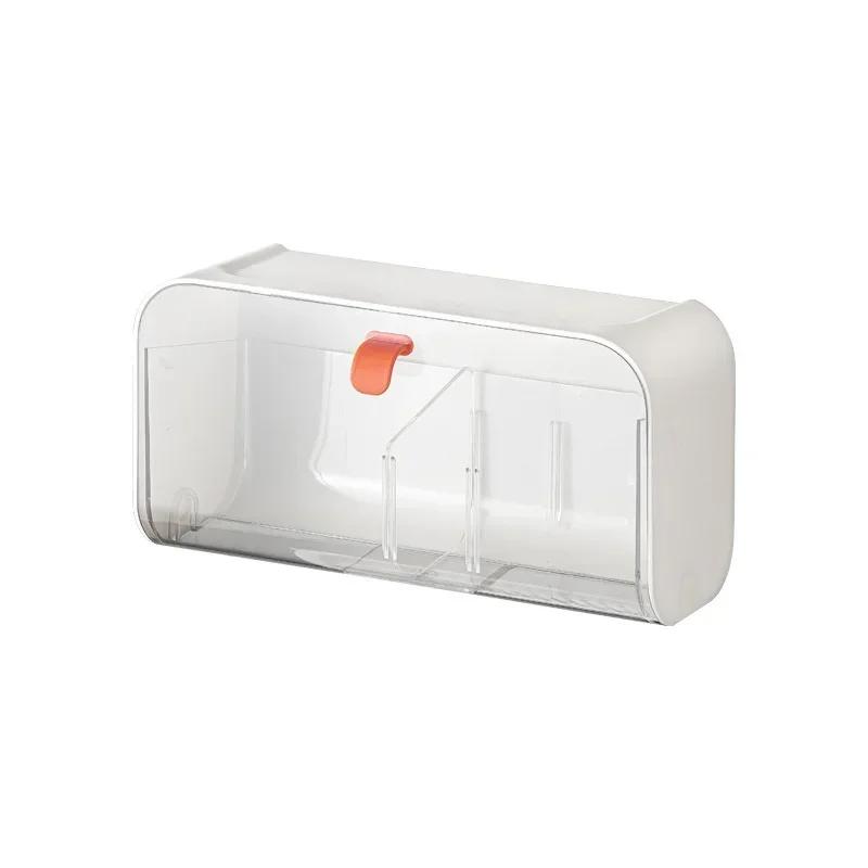 Box Wall Toilet Storage Mounted Cotton Pad Storage Boxes Dustproof Bathroom Organizer Makeup Lipstick Adhesive Jewelry Holder