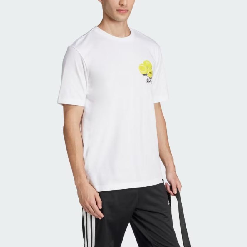 adidas Спортивная одежда Лаундж Натюрморт Лимоны Графический Удобная футболка с коротким рукавом Мужские топы Белый JJ3959