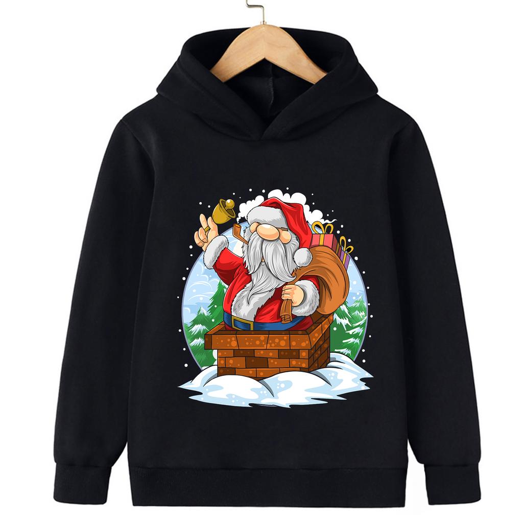 Рождественский свитшот 2026 Прочный Смешной Санта Клаус Детский свитшот Худи для мальчиков и девочек Спортивный топ Счастливого Рождества