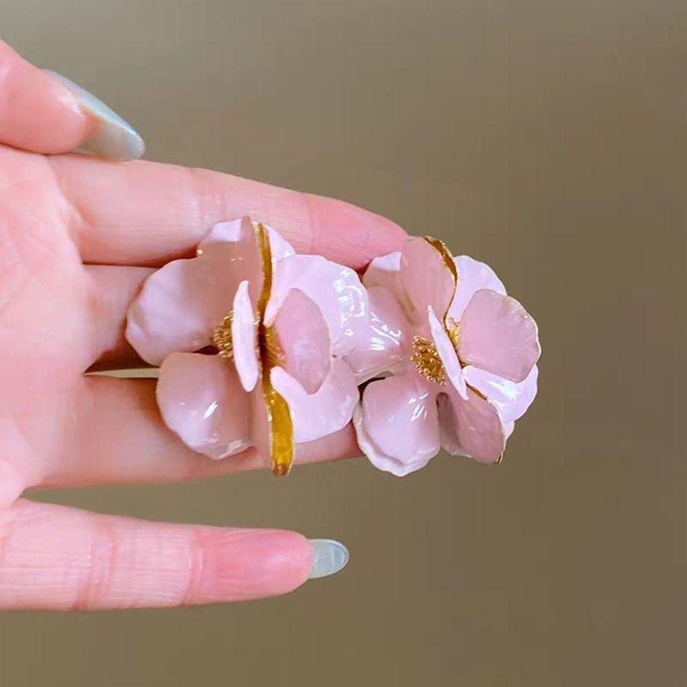 Преувеличенные серьги с красными цветами Винтажные эффектные серьги Праздничные украшения для вечеринок для женщин и девушек