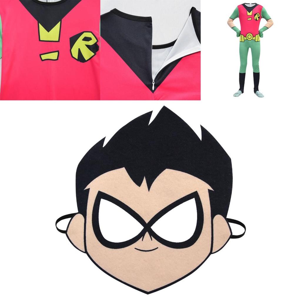 Аниме Костюм Робина из Юных Титанов для Мальчиков Идеальный Косплей Супергероя Комбинезон**