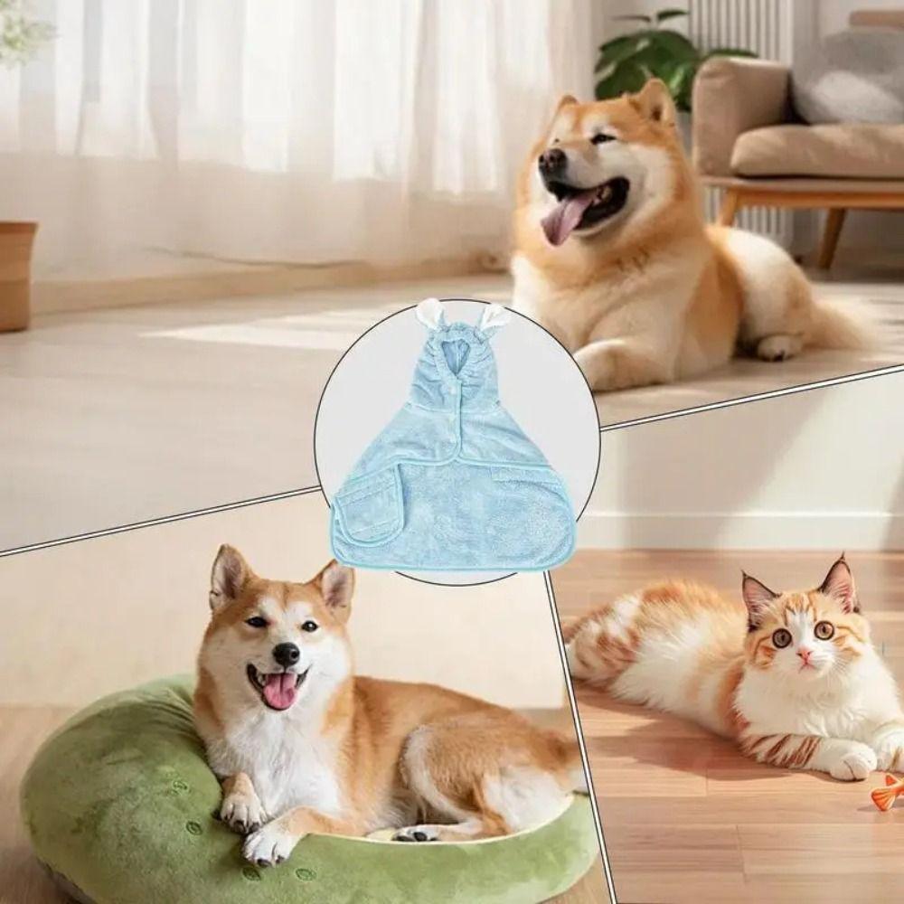 Super Absorbent Dog Bathrobe Quick-drying Cat Bath Robe  for Small Medium Large Dogs