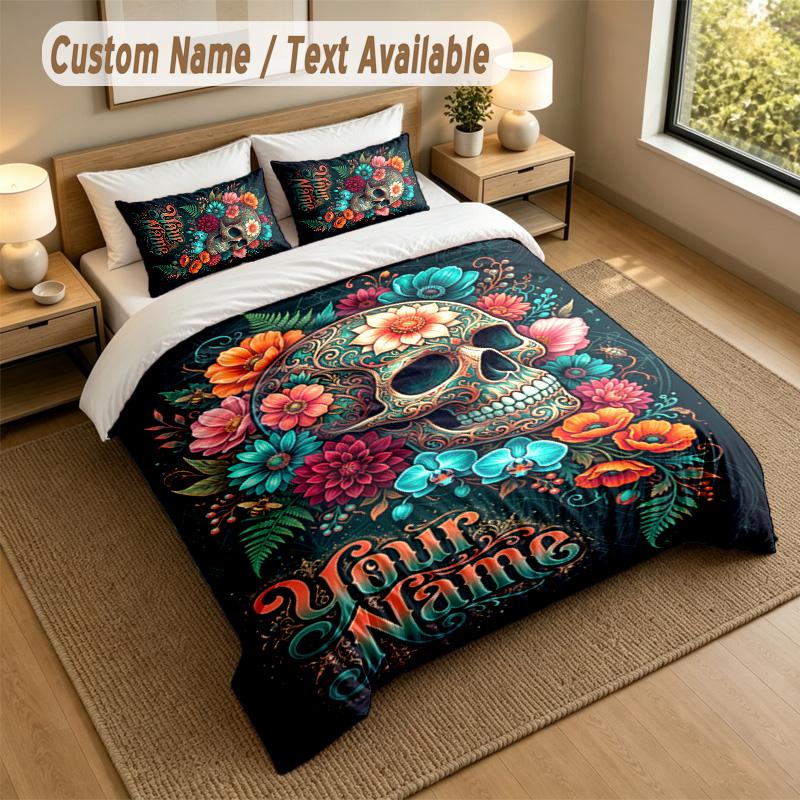 Decorative Artwork Theme Personalized 3Pcs Bedding Set Custom Text & Name 1 Sheet 2 Pillowcases Household Bedding 1pc