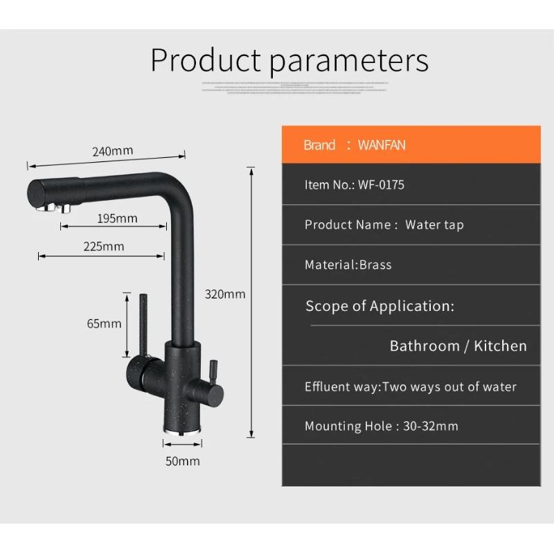 Фильтр кухонные смесители Настольный смеситель с вращением на 360 градусов с функциями очистки воды Смеситель-кран для кухни WF-0175