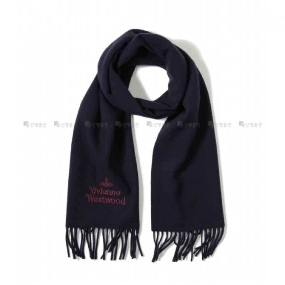 Vivienne Westwood Logo Embroidery 81030007 W00q7 K410 Wool Muffler Shawl