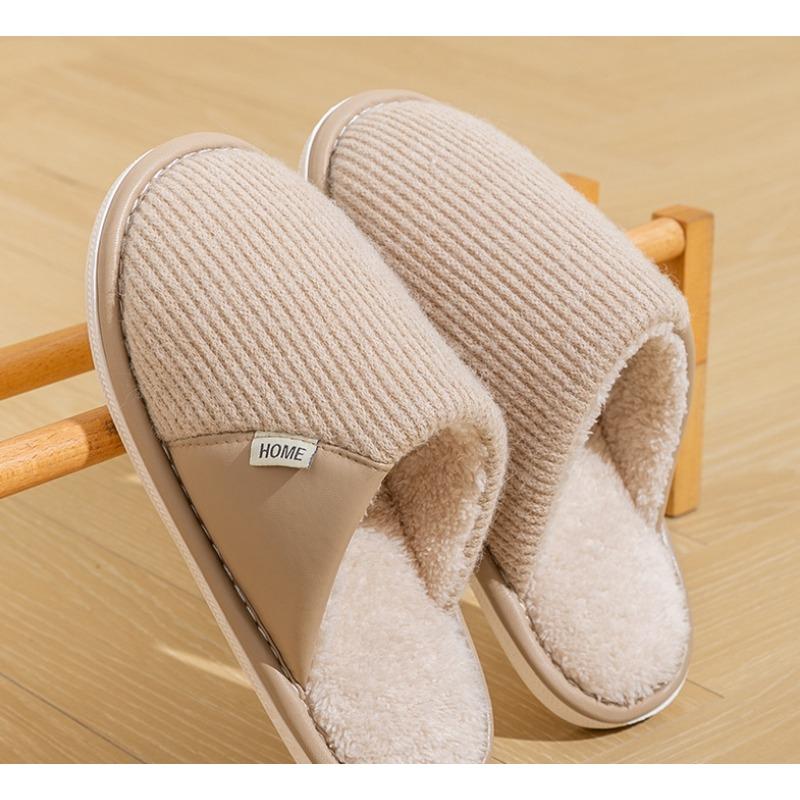 Хлопковые тапочки зимние женские для мытья полов кожаные сращивание поверхности простые домашние утолщенные нескользящие теплые хлопковые тапочки мужские