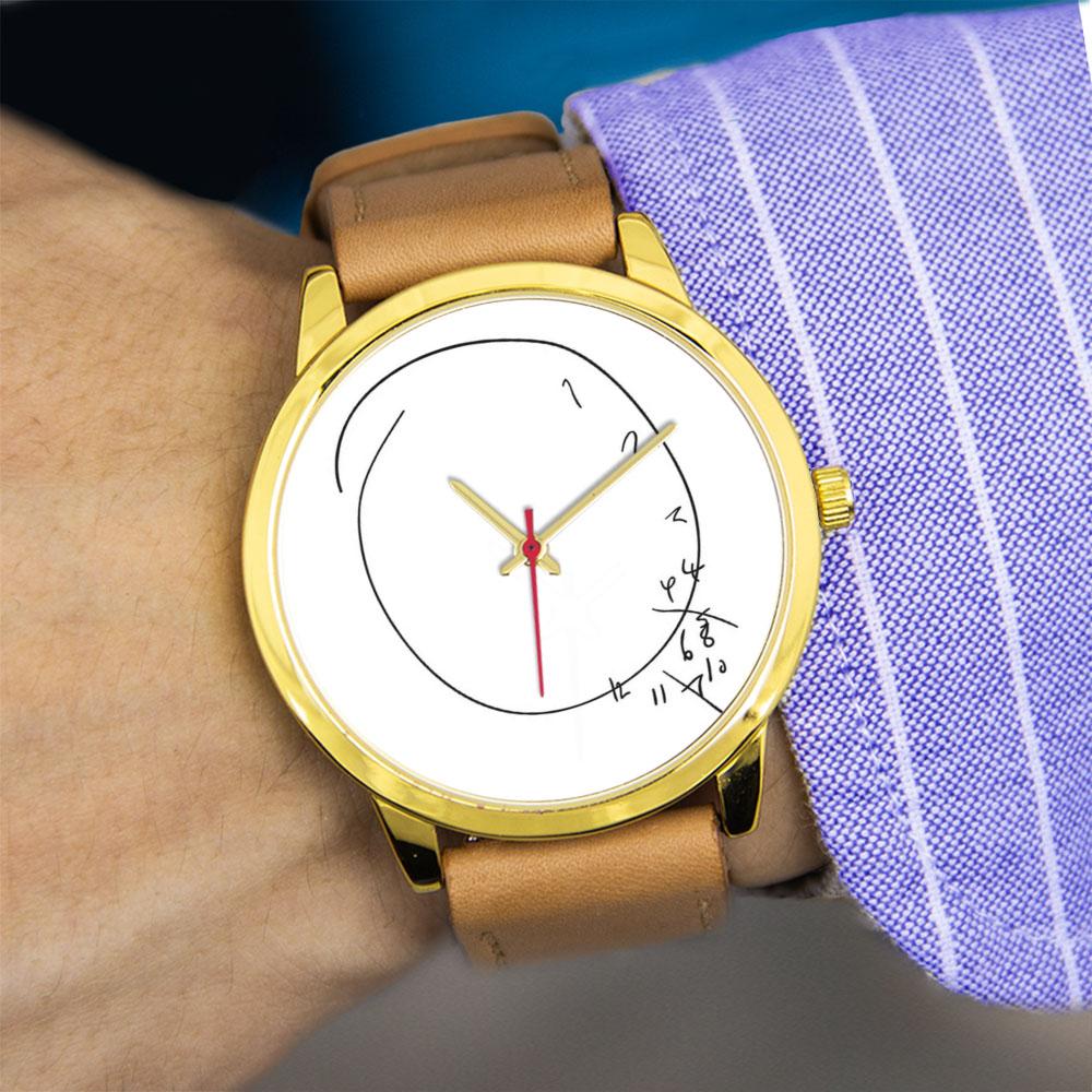 Gold Case Clock 45mm Wristwatch Minimalist Math Design Stainless Steel Strap Unique Geek Gift Quartz Watch Women
