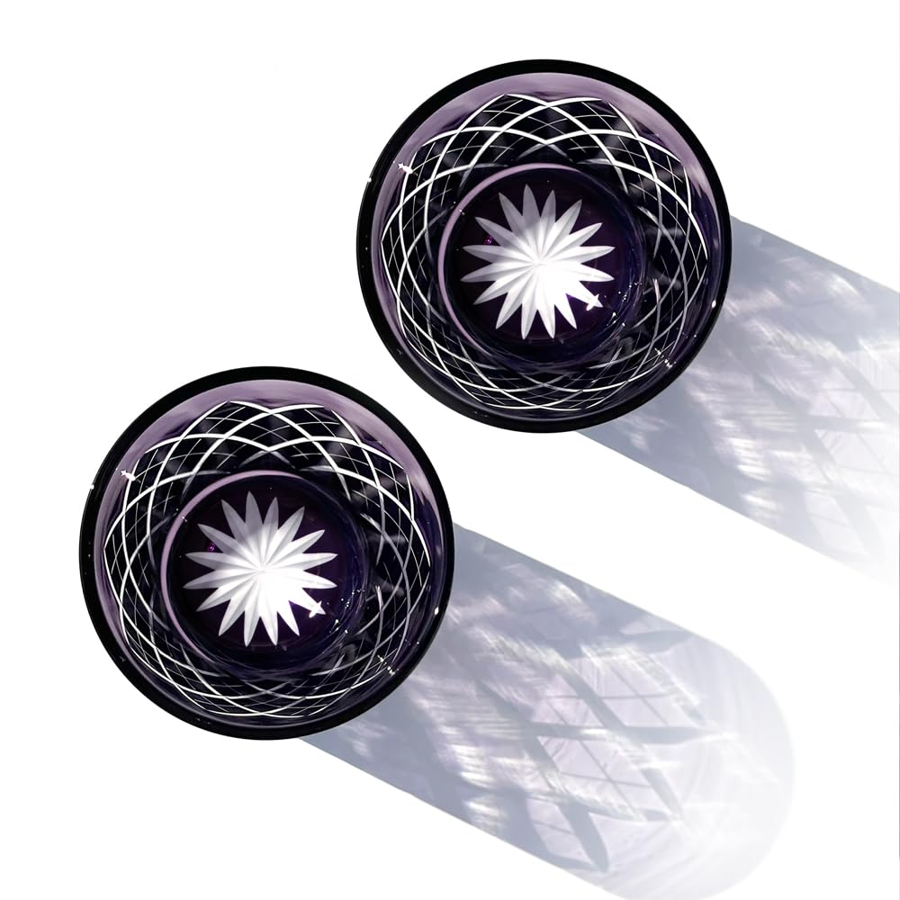 Kobo Edo Kiriko Yarai Crest Старинная стеклянная пара, деревянная коробка, сделано в Японии [официальный представитель Taimuro] (Эдо Пурпурный) TB90115-1Ms