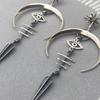 Gothic Devil's Eye Punk Earrings Halloween Accessories Ancient Silver Moon Metal Long Earrings