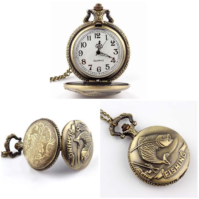 Men's Classic Steampunk Roman Dial Carp Men Pocket Watch with Chain