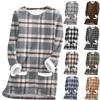 Women's Fashion Plaid Print Round Neck Long Sleeve Plush Winter Warm Pullover Top