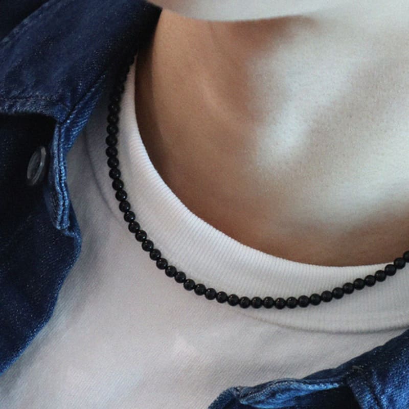 BICYCLE TROPHY BT Gemstone Necklace 01 (4mm Polished Onyx)