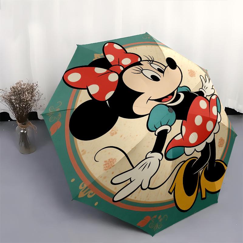 Minnie Mouse, Automatic Opening and Closing Umbrella, Compact Travel Umbrella, Lightweight and Portable, Suitable for Beach Commuting Busine