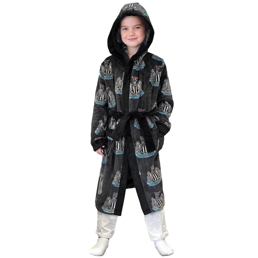 Newcastle United FC Boys Crest Fleece All-Over Print Dressing Gown