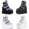 Women Buckle Ankle Boots Winter Platform Boots Punk Women Wedge High Heel Boots Women Boots