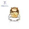 Natural Citrine Oval 15*20mm Large Gemstone Ring Light Luxury Design 925 Sterling Silver Fine Jewelry