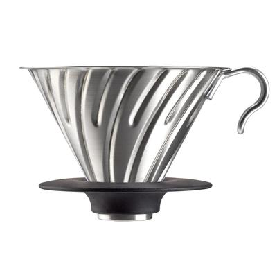 Металлический дриппер HARIO V60, Можно мыть в посудомоечной машине, Серебристый, Вместимость 1-4 чашки, Сделано в Японии, VDMR-02-HSV