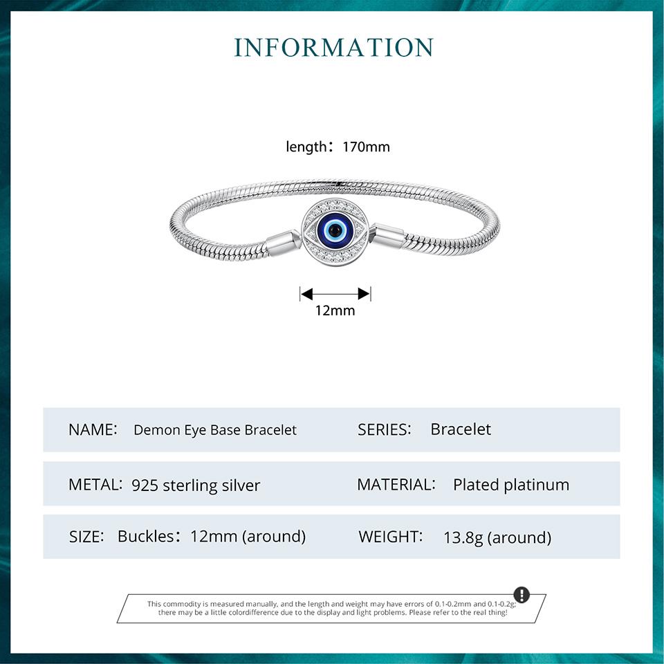BAMOER Стерлингового Серебра 925 пробы, демонический глаз, базовый браслет, браслет-цепочка в виде змеи для женщин, подвески, сделай сам, паве, ювелирные изделия с фианитом