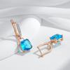 Square Blue Natural Zircon Dangle Earrings For Women  Rose Gold  Color Mix High Quality Daily Fine Jewelry