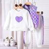 9M-3Y Girl's Clothes Suit Autumn and Winter Girl's Suit Baby Love Long-sleeved Sweater + Waistcoat Jacket + Trousers 3PCS Suit