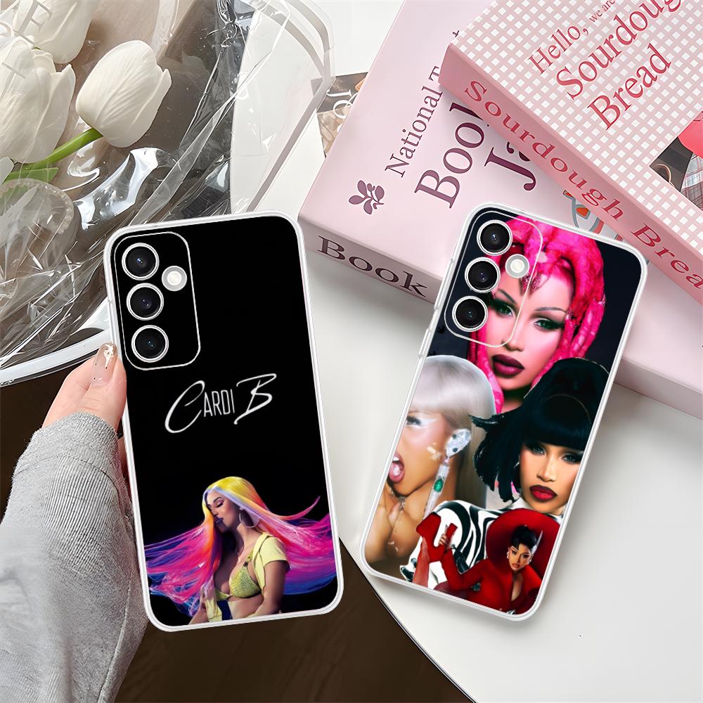Прозрачный чехол для мобильного телефона Cardi B для Samsung Galaxy S25 S24 S23 S22 S21Plus FE Ultra Цветная обложка