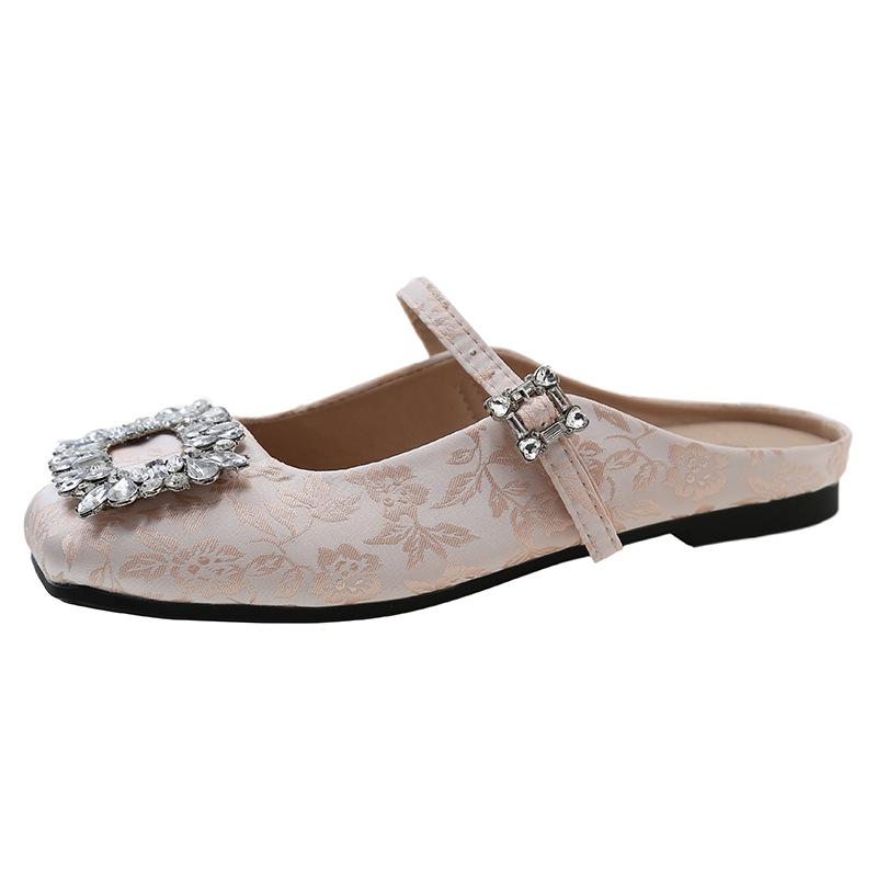 Женские туфли на плоской подошве из искусственной кожи. Удобные туфли без шнуровки с квадратным носком на плоской подошве Мэри Джейн. Мокасины с открытой спиной. Балетные туфли на плоской подошве для женщин. Прогулочная обувь с ремешком на щиколотке.