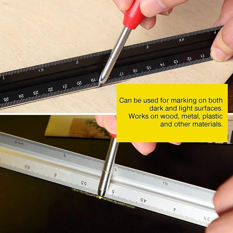 Marking Tool Solid Carpenter Pencil Set With Refill Leads Built-In Sharpener Long-Nosed Deep Hole Mechanical Pencil Marker Carpenter Scriber