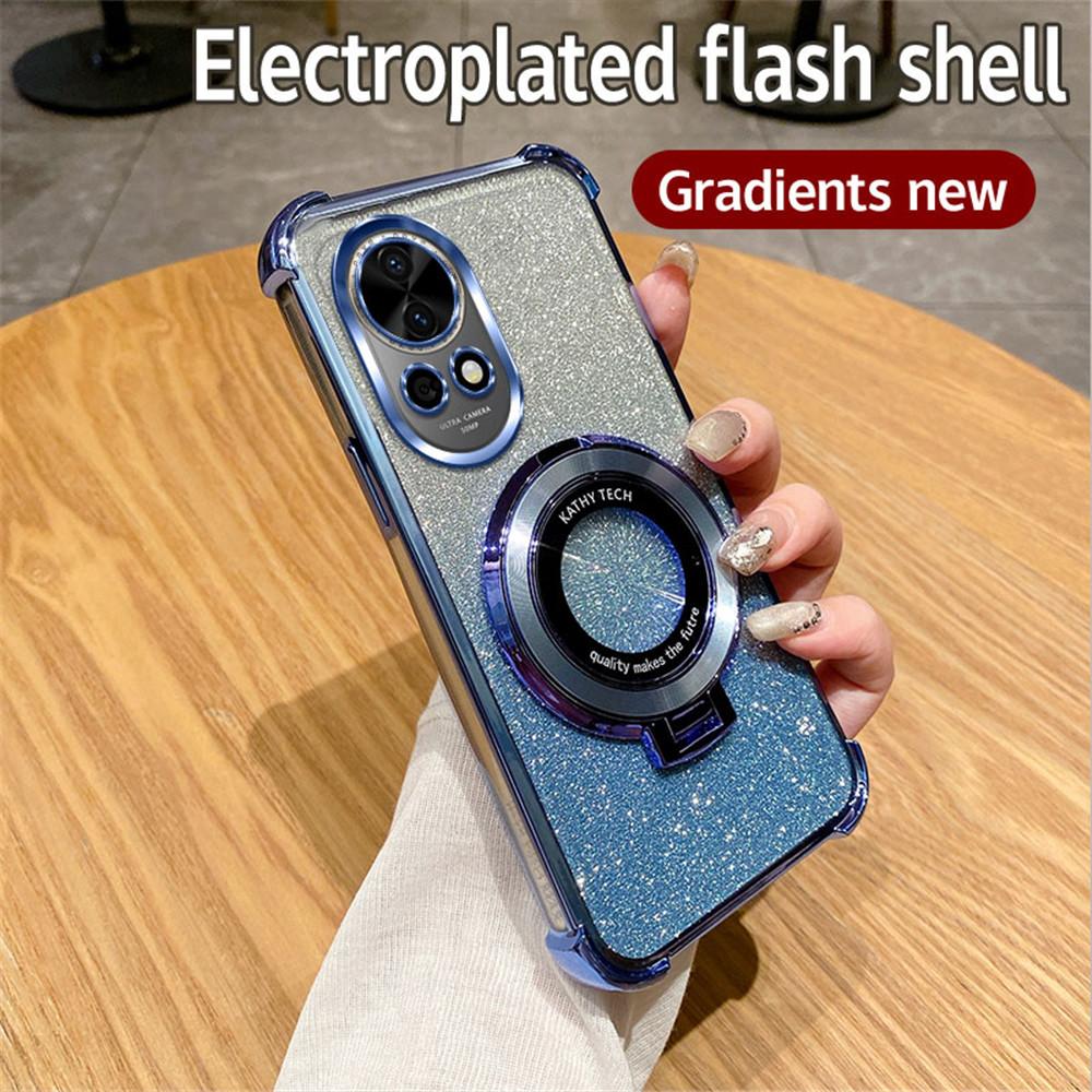 Блестящий противоударный держатель для телефона с покрытием для Huawei Nova 12 11 10 9 8 7 6 5 SE, мягкий силиконовый чехол-подставка для телефона, бампер