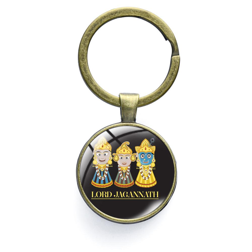 Брелок с изображением Джаганнатха Кришны, брелок с изображением мультфильма для женщин и мужчин, винтажный брелок с изображением лотоса, стекло, кабошон, религиозные украшения