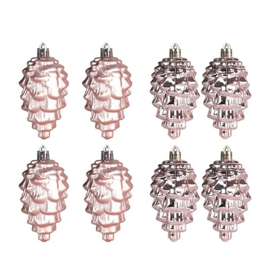 8 шт., подвески из сосновой шишки с ремешком, сверкающие яркие цвета, небьющиеся украшения для рождественской елки, реквизит для фотографий