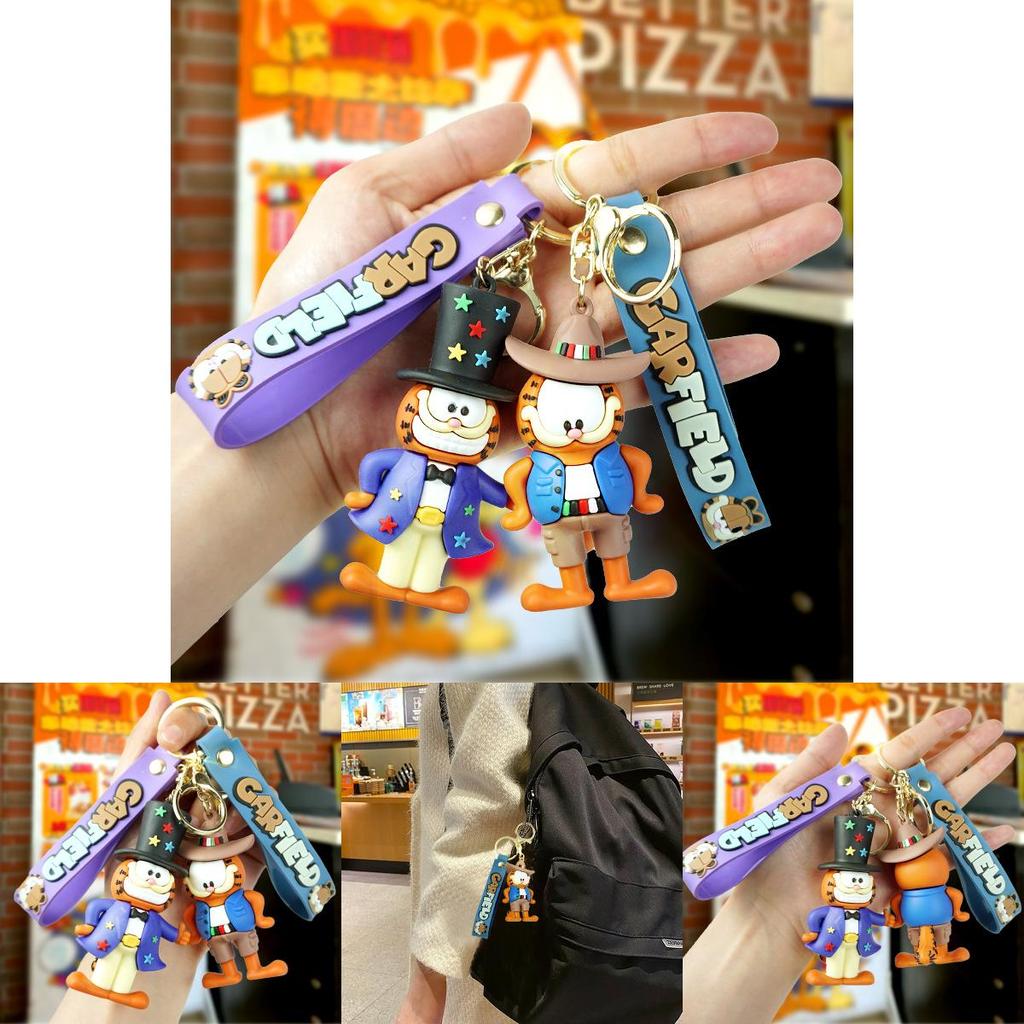 Очаровательный брелок Гарфилд Мультяшный персонаж в ковбойской шляпе Милый аксессуар для сумки