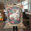1PC Vintage Floral Art Print FlAannel Blanket, High quality Comfortable for All Seasons, Home Decor, Warmth and Comfort