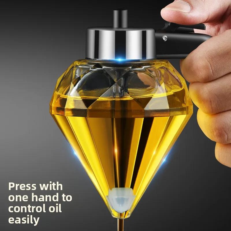 Диспенсер для оливкового масла из алмазного стекла с держателем, бутылка для оливкового масла, бутылка для масла и меда, кухонные принадлежности