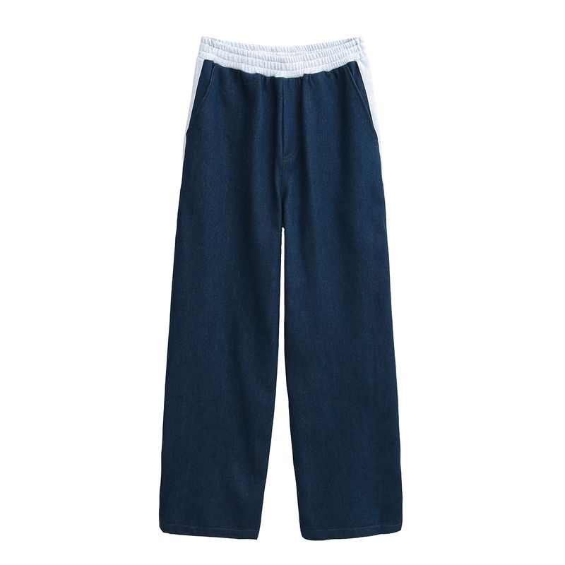 Kaslead New Arrival Women's Clothing Fashion Style Fashion Patchwork Denim Hoodie Casual Pants Suit