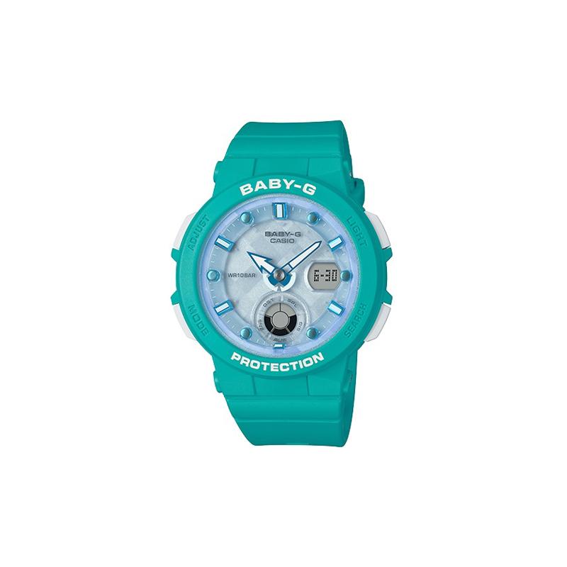 Casio CASIOBABY-G Series Lake Blue Waterproof Shockproof LED Lighting Solar Powered Quartz Movement Resin Strap Japanese and Korean Watch BGA-250-2APR