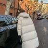 Белый утиный пух супер длинный женский пуховик зима 2024 новый длинный выше колена до щиколотки очень холодное утепленное пальто