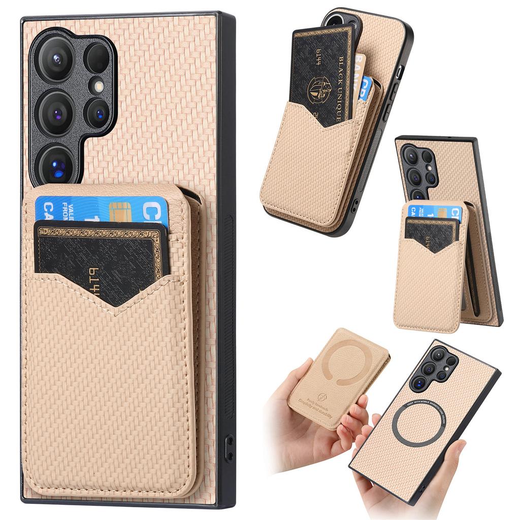 Carbon Fiber Wallet with Card Holder Phone Case for Samsung Galaxy S10 S20 S21 S22 Plus S23 S24 FE Note 20 Ultra Leather Cover