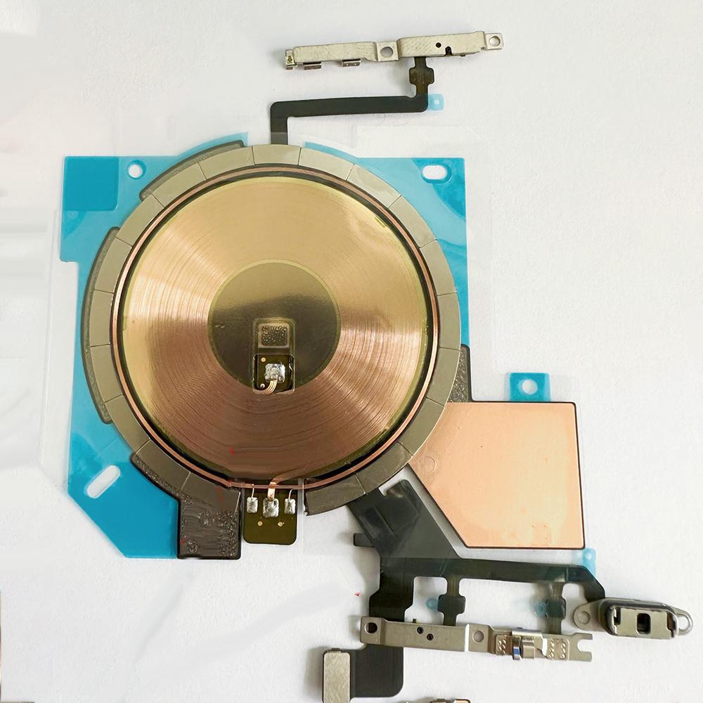 OEM Wireless Charging Coil NFC Antenna Replacement With Led Flash Light Flex Cable For iPhone 14 15 16 Plus Pro 17 Pro Max Parts