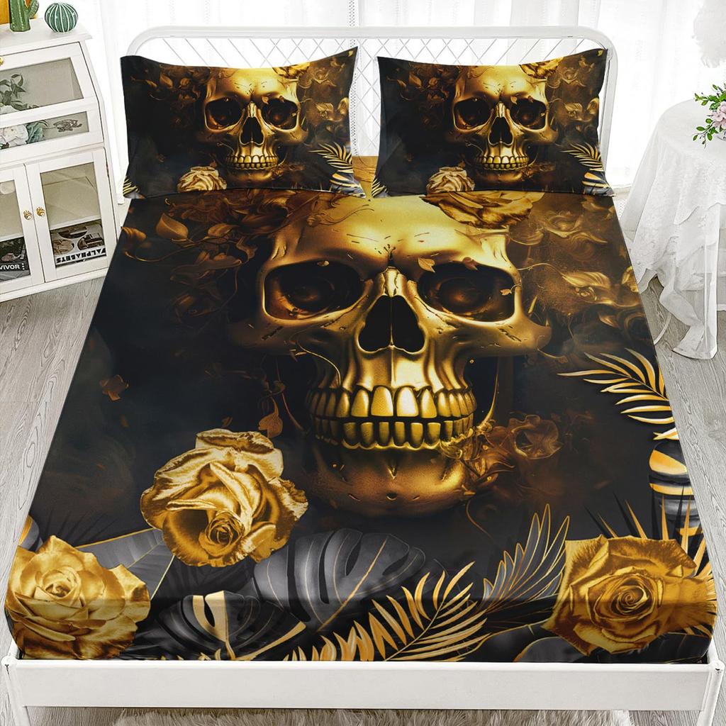 Butterfly Skull Personalized Pattern Mattress Three-Piece Digital Printing Bedding Set Children Adult