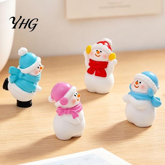 Christmas Desktop Ornaments Mini Snowman Figurine, Skiing Dolls, Small Car Ice Snow Theme Decor Dashboard Figurines, Micro Landscape for Dollhouse DIY