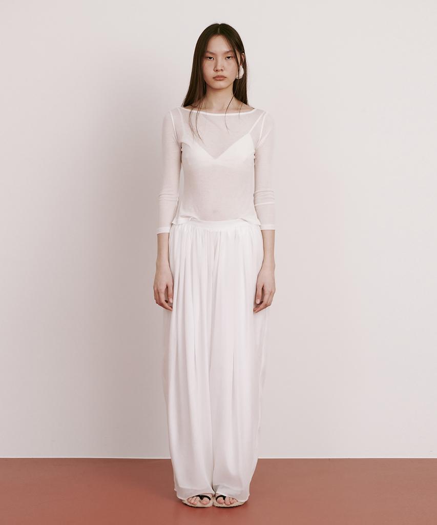 WNDERKAMMER Moon Jar - Shaped Chiffon Pants_White