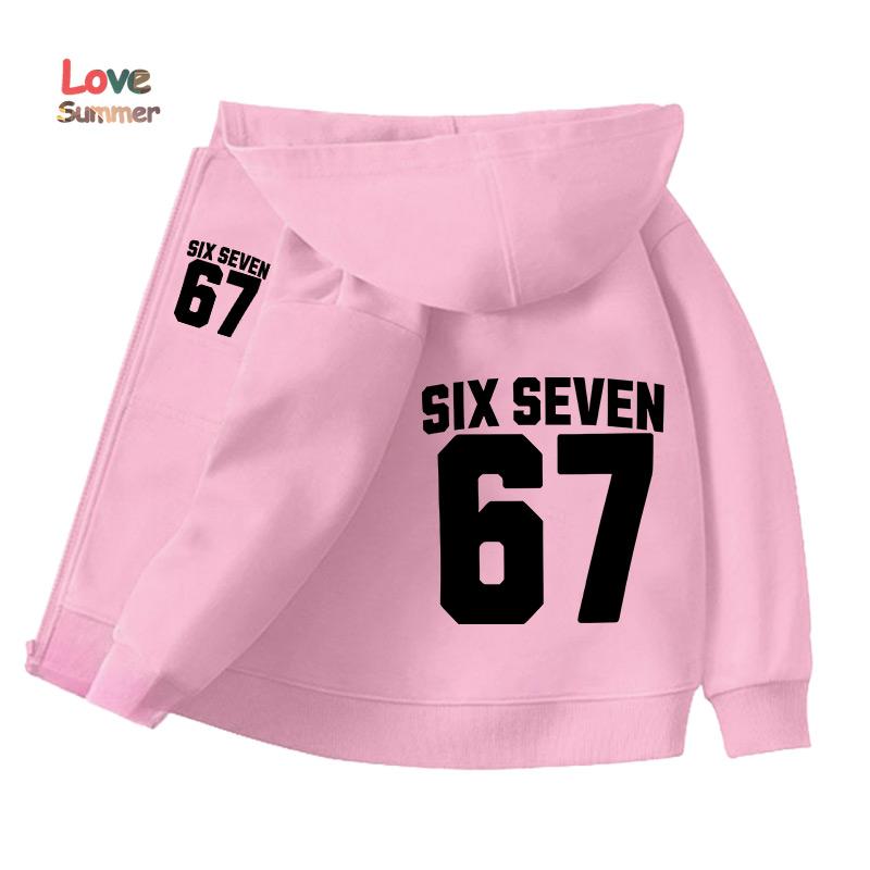 67 Толстовка на молнии унисекс Six Seven Итальянский Brainrot Харадзюку С капюшоном Весна Осень Повседневная Тонкая верхняя одежда Детская одежда Подарок