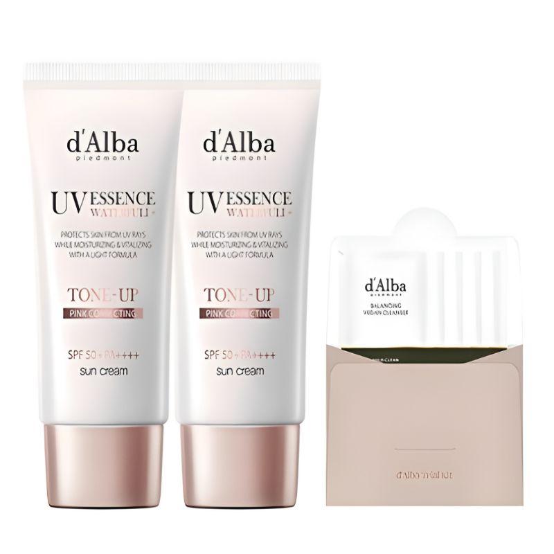 d’Alba Waterful Tone-Up Sun Cream SPF50+ PA++++ 50 Ml  *  2 & Balancing Vegan Gel Cleanser 15 Ml Set