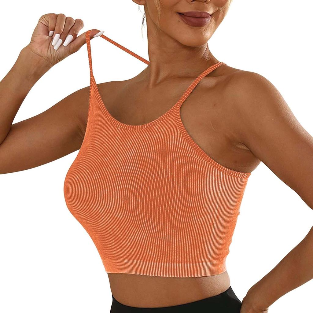 Женские однотонные спагетти с тонкой лямкой Racerback для тренировок, йоги, тренажерного зала, фитнеса, спортивные топы